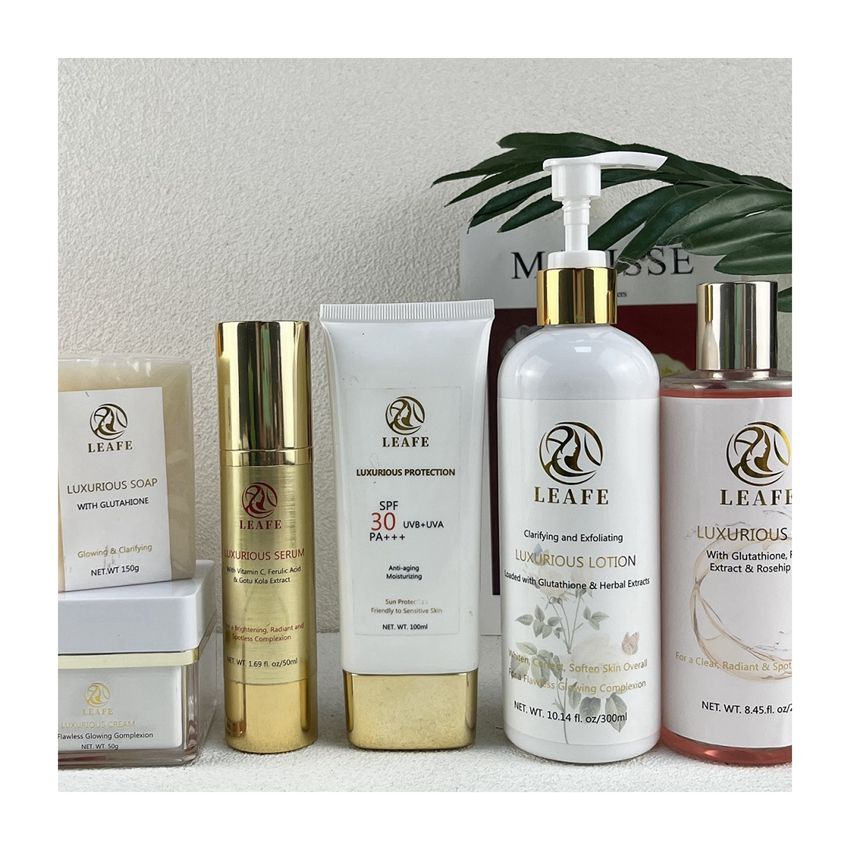 Private label best facial skincare products, natural vegan revitalizing rose skincare set, facial vitamin C skincare kit