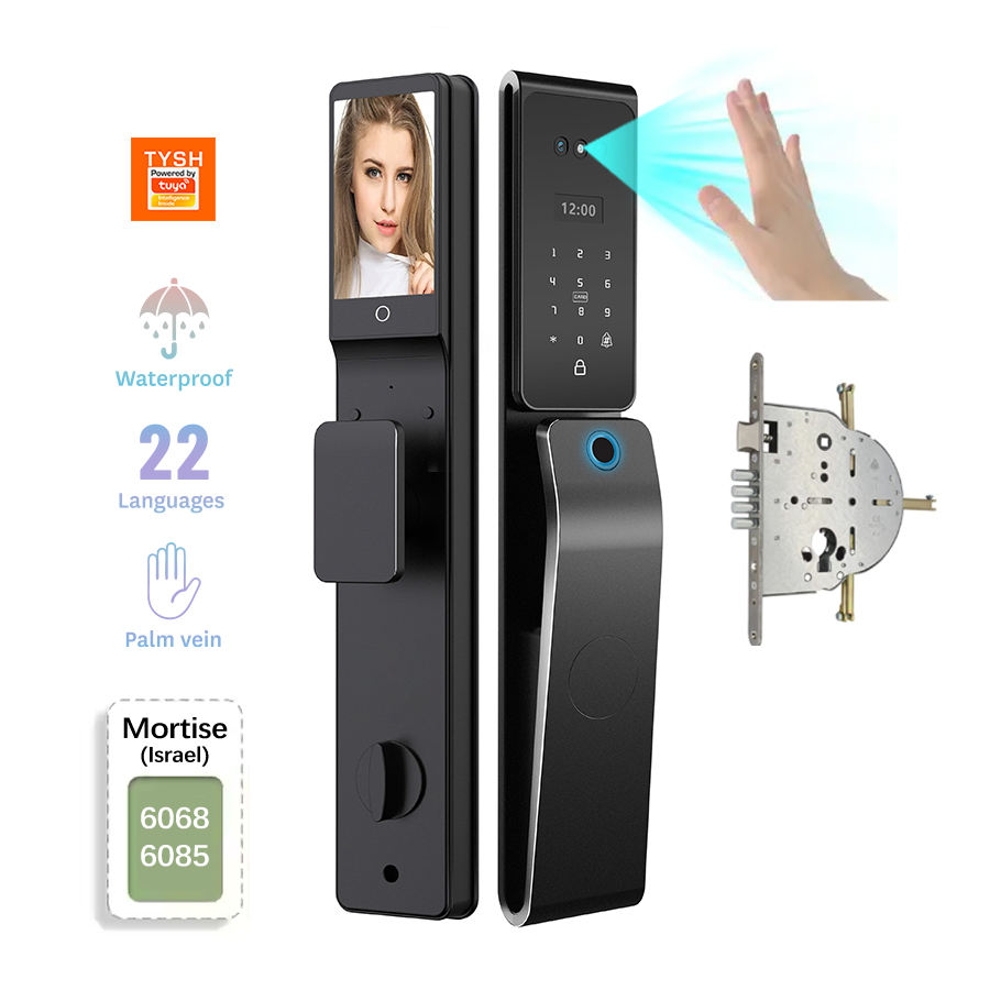 TYSH digital outdoor lock Tuya smart WiFi home life, 3D facial recognition waterproof anti-theft door with camera