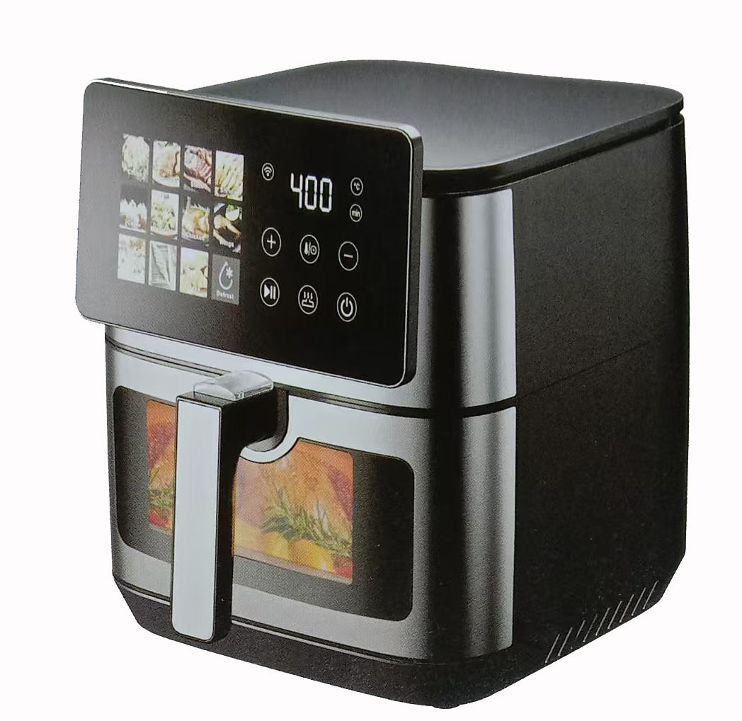 2025 New Model Home Appliance 8.5L Stainless Steel Color Screen Menu Mode Digital Control Air Fryer with Visible Window
