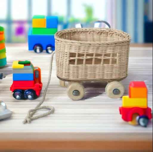 High-quality rattan mini baby shower gift, handmade rattan car, cute rattan mini children's car
