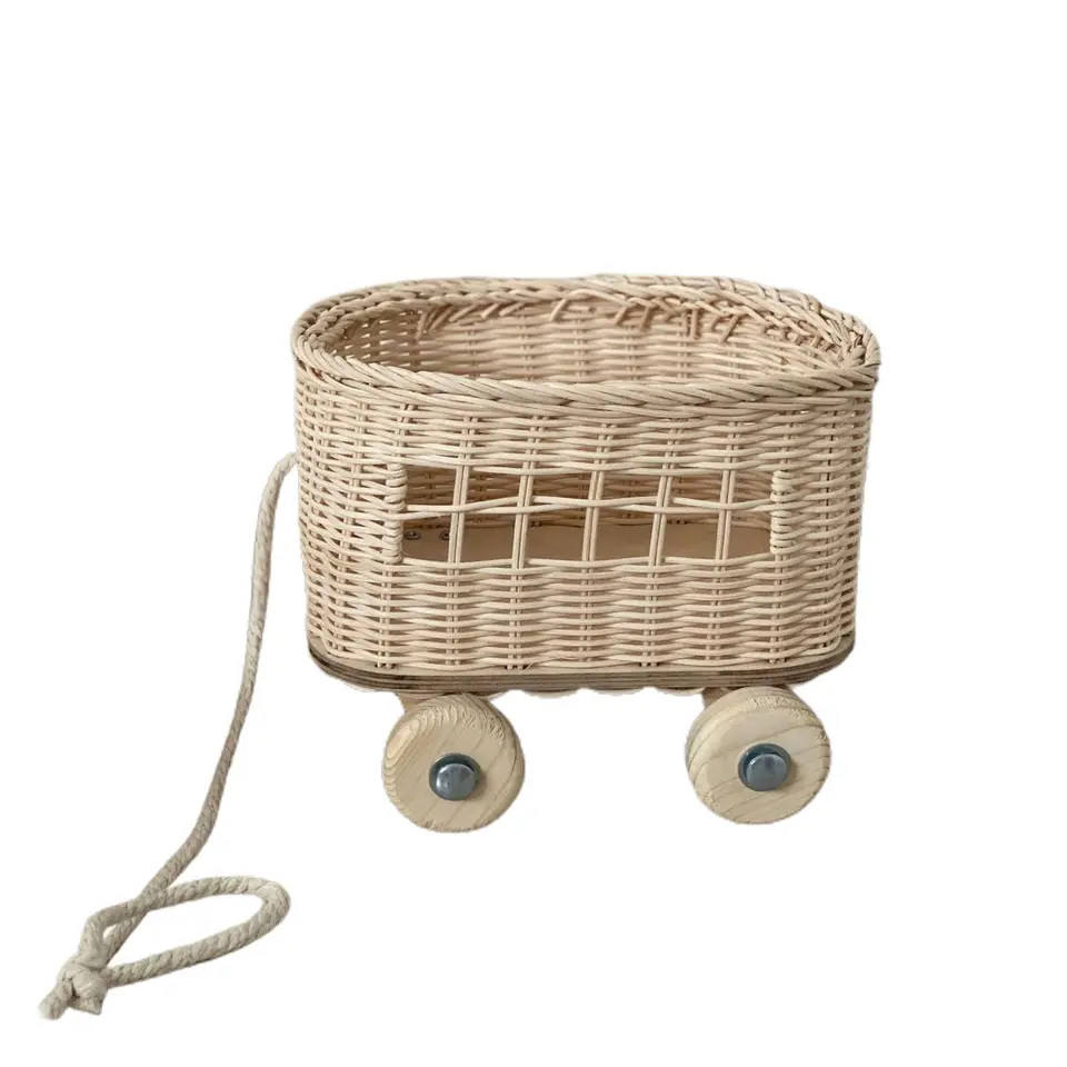 High-quality rattan mini baby shower gift, handmade rattan car, cute rattan mini car, made in Vietnam